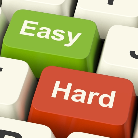 Hard Easy Computer Keys Showing The Choice Of Difficult Or Simple Way